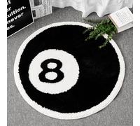 ELDONE Black 8 Ball Rug, Cute Unique Cool Fun 2.7ft Round Area Rugs for Bedroom Bathroom Living Room Dorm Non Slip Washable Funky Aesthetic Bedroom Accent Floor Carpet, Funny Gift for Billiards Lovers
