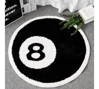 ELDONE Black 8 Ball Rug, Cute Unique Cool Fun 24" Round Area Rugs for Bedroom Bathroom Living Room Dorm Non Slip Washable Funky Aesthetic Bedroom Accent Floor Carpet, Funny Gift for Billiards Lovers