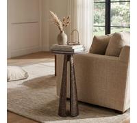 Eldora End Table - Round - Cone Base - Large - Bronze - Travertine and Metal