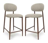 eldoro alabaster fabric counter bar chairs with brown legs in pair