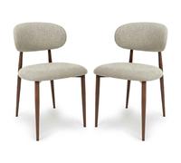 eldoro alabaster fabric dining chairs with brown legs in pair