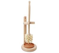 ELDR Supply Toilet Bowl Cleaner Brush with Holder, 14 Inch Extra Long German Beechwood Handle, Strong Hemp Bristles, Ceramic Drip Tray, Biodegradable