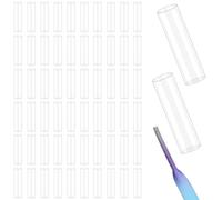 Eldraqth 60 Pcs 1 inch Sneakers Shoe Laces Shortening Repair Aglet Tips Heat Shrink Shoelaces Ends Repair Kit Shoe Lace Ends Tips Clear Plastic Aglet Replacement for Shoestring Data Cable Protection