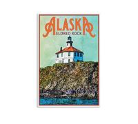 Eldred Rock Alaska Vintage Travel Posters Lighthouse Wall Art Picture Print Canvas Art Poster Modern Family Bedroom Decor Posters 20x30cm