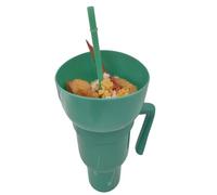 ELDTEC 2 in 1 Stadium Tumbler with Snack Bowl, Leakproof All-in-One Cup for Adults and Kids (Emerald Green)