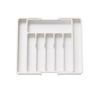 Eldtec Cutlery Drawer Organiser, Expandable Cutlery Tray for Kitchen Drawer, Adjustable Utensils and Silverware Holder, Plastic Flatware Spoons Forks Knives Holder Storage Insert, Large (White)