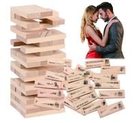 Eldvinur ouples Games Lust Tumbling Tower Games for Adults,48 Wooden Stacking Game,Valentine Tumbling Tower Stacking Blocks Game,Indoor Party Fun,Wooden Block Gam-e,for Adults Night Party Game