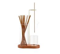 Eldvinur Upside Down Incense Holder Reverse Incense Burner With Removable Glass Ash Catcher Mess Free Wooden Base for Meditation Tea Zen Relaxation Yoga Home Decor Aromatherapy (Brown)