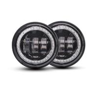 ELDVSUA Motorcycle Headlights 7 Inch Led Headlight 4.5 Fog Lights Halo Ring Angel Eyes Turn Signal Auxiliary Motorcycle Set(02 Black)