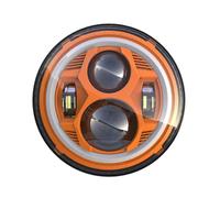 ELDVSUA Motorcycle Headlights Motorcycle 7inch LED Headlight 7" H4 DRL Halo Ring Amber Turn Signal Headlamp For Softail For Slim For Fat Boy Moto(Orange)