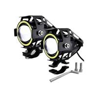 ELDVSUA Motorcycle Headlights U7 LED Motorcycle Headlight Angel Eyes High Brightness Spotlight Fog Lamp Mini Moto Auxiliary Driving Lights For ATV Scooter(2Pcs Yellow)