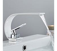Ele Bathroom Faucet - Modern Single Handle Waterfall Mixer Tap for Ceic Sink Hot & Cold Adjustment Ideal for Slish Bidet and ABO Ottoman White h