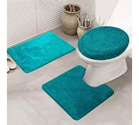 ele ELEOPTION 3 Piece Non Slip Bath Mat & Pedestal Mat Set, Fast Dry Bathroom kitchen Mats Soft Comfortable Water Absorbent Stylish Non-Slip Backing, Toilet set (Green)