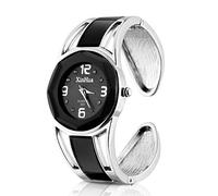 ele ELEOPTION Bracelet Design Quartz Wrist Watches with Rhinestone Blue Dial Stainless Steel Bracelet for Women (Black)