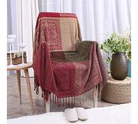 ele ELEOPTION Chenille Throw Blanket, Jacquard Tassels Throw Blanket Sofa Chair Cover Decorative for Bed Couch Soft Chair, Folk Tribal Pattern (Grass green, 220 x 250 CM)