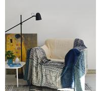 ele ELEOPTION Chenille Throw Blanket, Jacquard Tassels Throw Blanket Sofa Chair Cover Decorative for Bed Couch Soft Chair, Folk Tribal Pattern (Khaki, 150 x 190 CM)