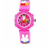 ele ELEOPTION Children's Watch Waterproof 3D Cute Cartoon Round Dial Silicone Rubber Band Quartz Wrist Watch Xmas Gift for Little Girls Boy Kids Children Environmental Friendly - Rabbit, Pink