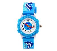 ele ELEOPTION Children's Watch Waterproof 3D Cute Cartoon Round Dial Silicone Rubber Band Quartz Wrist Watch Xmas Gift for Little Girls Boy Kids Children Environmental Friendly - Dolphins, Blue