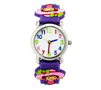 ele ELEOPTION Children's Watch Waterproof 3D Cute Cartoon Round Dial Silicone Rubber Band Quartz Wristwatch Xmas Gift for Little Girls Boy Kids Children Environmental Friendly-Strawberry Girl, Purple
