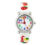 ele ELEOPTION Children's Watch Waterproof 3D Cute Cartoon Round Dial Silicone Rubber Band Quartz Wristwatch Xmas Gift for Little Girls Boy Kids Children Environmental Friendly - Strawberry, White