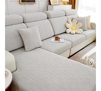 ele ELEOPTION Couch Cushion Covers Slipcover Elastic Chair Loveseat Sofa Furniture Protector Cover for Living Room (Length 62-74inch Width 35-43inch, Chaise Cover) Grey White
