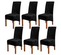 ele ELEOPTION Crushed Velvet Stretchable Elastic Chair Covers for Dining Room Wedding Banquet Party Decoration, XL High Back Chair Protector Slipcover (Black, Pack of 6)