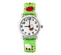 ele ELEOPTION Girl's Digital Quartz Waterproof 3D Cute Cartoon Round Dial Wrist Watch with Silicone Strap,Little Bees, Green
