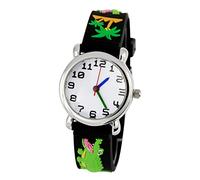 ele ELEOPTION Girl's Digital Quartz Waterproof 3D Cute Cartoon Round Dial Wrist Watch with Silicone Strap, Crocodile, Black