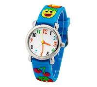 ele ELEOPTION Girl's Digital Quartz Waterproof 3D Cute Cartoon Round Dial Wrist Watch with Silicone Strap,Pineapple, Blue