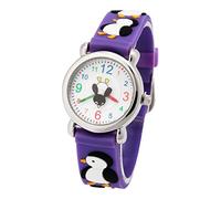 ele ELEOPTION Girl's Digital Quartz Waterproof 3D Cute Cartoon Round Dial Wrist Watch with Silicone Strap,Penguin, Purple