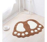 ele ELEOPTION Non Slip Bath Mat, Fast Dry Bathroom kitchen Mats Lovely Feet Patterned Soft Comfortable Water Absorbent Stylish Non-Slip Backing for Bedroom, Kitchen, Hallway, Doorway, 67x48CM, Coffee