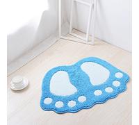 ele ELEOPTION Non Slip Bath Mat, Fast Dry Bathroom kitchen Mats Lovely Feet Patterned Soft Comfortable Water Absorbent Stylish Non-Slip Backing for Bedroom, Kitchen, Hallway, Doorway, 67x48CM, Blue