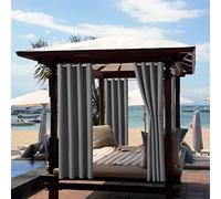 ele ELEOPTION Outdoor Curtains, Waterproof, UV Protection, Outdoor Curtain with Eyelets, Opaque Curtain for Garden, Yard, Balcony, Dark Gray, 1 Panel / 132 X 240cm