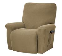ele ELEOPTION Recliner Sofa Cover, Elastic Rest Chair Cover, Elastane Jacquard 4 Pieces Elastic Slipcover for Recliner, Relax, Massage Chair (Light Brown)