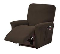 ele ELEOPTION Recliner Sofa Cover, Stretch Recliner Chair Cover, Spandex Jacquard 4-Piece Relaxing Chair Cover, Stretch Cover for Recliner Chair, Massage Chair (Brown)