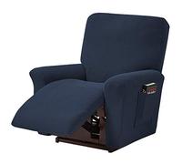 ele ELEOPTION Recliner Sofa Cover, Stretch Recliner Chair Cover, Spandex Jacquard 4-Piece Relaxing Chair Cover, Stretch Cover for Recliner Chair, Massage Chair (Dark Blue)