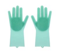 ele ELEOPTION Silicone Gloves, Dishwashing Gloves, Brushed Gloves, Heat Resistant Gloves Scrubber Household Cleaning Glove, Dishwashing, Car Wash, Animal Care (Green)