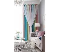 ele ELEOPTION Stars Blackout Curtains, Cut Out Stars Drapery with Eyelet, for Kids Girls Bedroom Living Room Colorful Double Layer Star Window Curtains, 1 Panel, Pink, 53" W x 84" L (134x210cm)