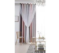 ele ELEOPTION Stars Blackout Curtains, Cut Out Stars Drapery with Eyelet, for Kids Girls Bedroom Living Room Colorful Double Layer Star Window Curtains, 1 Panel (Gray, 40" W x 52" L (100x130cm))
