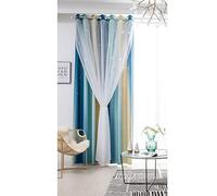 ele ELEOPTION Stars Blackout Curtains, Cut Out Stars Drapery with Eyelet, for Kids Girls Bedroom Living Room Colorful Double Layer Star Window Curtains, 1 Panel (Blue, 40" W x 52" L (100x130cm))