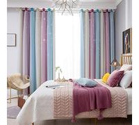 ele ELEOPTION Stars Blackout Curtains, Cut Out Stars Drapery with Eyelet, for Kids Girls Bedroom Living Room Colorful Double Layer Star Window Curtains, 1 Panel (Purple, 53" W x 63" L (134x160cm))