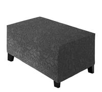 ele ELEOPTION Stretch Ottoman Cover, Footstool Cover, Jacquard Foot Stool Cover Removable Washable Stretch Pouffe Cover Anti-Slip Dustproof Ottoman Slipcover (Dark Gray, Large (74x86cm))