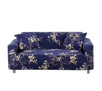 ele ELEOPTION Stretch Sofa Covers, Sofa Slipcovers Sofa Protectors Polyester Couch Cover with 1 pcs Pillow Covers, Spandex Fabric Soft Slip-Resistant Long Straight Three-Seater Sofa Cover, Navy Blue