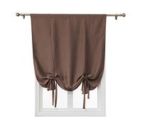ele ELEOPTION Tie-Up Simple Blackout Curtain, Rod Pocket Thermal Insulated Room Darkening Roman Shade for Bedroom Living Room Kitchen Small Window (Coffee, 60x120cm)