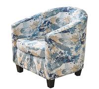 ele ELEOPTION Tub Chair Covers 2 Piece Set - Upgraded IN 1 Design Bucket High Stretch Printed Soft Club Armchair Slipcovers Cafe Bar Office Reception (Print 23), One Size, (WBYT)