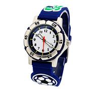 ele ELEOPTION Waterproof 3D Cute Cartoon Digital Wristwatches Time Teacher Gift for Little Girls Boy Kids Children Environmental Friendly Silicone Watch (Football, Blue)