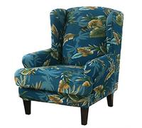 ele ELEOPTION Wingback Chair Cover 2-Piece Stretch Jacquard Wing Twill Slipcover Solid Colour Armchair Washable & Anti-wrinkle Sofa Furniture Protector
