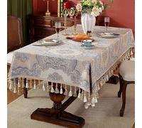 Ele European Retro Tablecloth with Tassels and Embroidered Flowers Dining Table Det for Kitchen & Dining Room