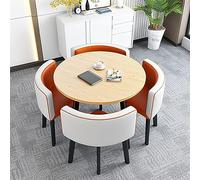 Ele Modern Round Dining Table Set for 4 - SpaceSaving Kitchen Chairs with Chic Faux Fur Design - Ideal for Smals in Home & Office