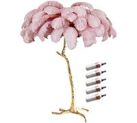 Ele Nordic Floor Lamp Lar Ostrich Feather Light Fixture with LED Bulbs Modern Standing Lights for Girls' Room Bedroom & Living Room (90x150cm)